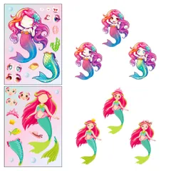 [BỘ 6 TỜ] Sticker Nàng Tiên Cá Công Chúa Thay Đổi Khuôn Mặt - Tương Tác Cha Mẹ & Bé