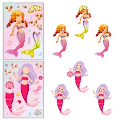 [BỘ 6 TỜ] Sticker Nàng Tiên Cá Công Chúa Thay Đổi Khuôn Mặt - Tương Tác Cha Mẹ & Bé