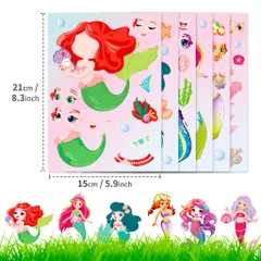 [BỘ 6 TỜ] Sticker Nàng Tiên Cá Công Chúa Thay Đổi Khuôn Mặt - Tương Tác Cha Mẹ & Bé