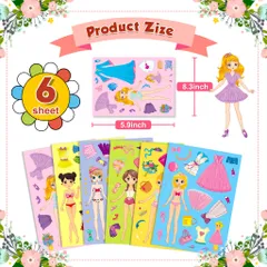 [BỘ 6 TỜ] Sticker Công Chúa Thay Đổi Khuôn Mặt – Dán Hoạt Hình Cho Bé