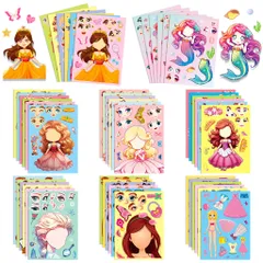 [BỘ 6 TỜ] Sticker Công Chúa Thay Đổi Khuôn Mặt – Dán Hoạt Hình Thông Minh Cho Bé