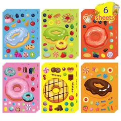 Bộ 6 miếng sticker dán bánh dounut xinh xắn đáng yêu cho bé tập chơi phát triển DIY