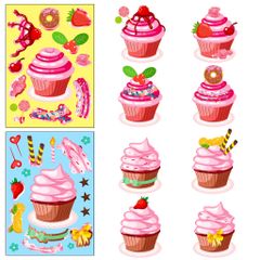 Bộ 6 sticker xem ly độc đáo dễ thương cho bé tập tư duy giải trí