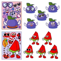 Sticker trái cây mùa hè rực rỡ – Bộ 6 tờ – Đồ chơi dán puzzle sáng tạo