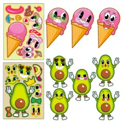 Sticker trái cây mùa hè rực rỡ – Bộ 6 tờ – Đồ chơi dán puzzle sáng tạo