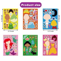 Bộ stickers 6 miếng công chúa dễ thương thay đổi trang phục