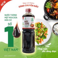 Nước Tương Mật Hoa Dừa Hữu Cơ Sokfarm - Umami Tự Nhiên 1 Lít, Không Đậu Nành, Giảm Muối, Gluten Free, Thực Phẩm An Toàn Cho Bữa Ăn
