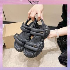 Sandal Quai Ngang Phồng Dán Đính Đá Mịn Dễ Đi Chơi Cao 6cm - Giày Nữ Thời Trang Siêu Chất, Đế Cao Su Bền Bỉ