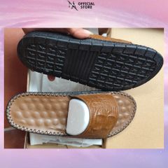 Dép Nam Da Bò Vân Cá Sấu Chống Trơn Quai Ngang - Đế Đúc Cao 3cm, Dành Cho Mọi Hoạt Động Thể Thao Và Vui Chơi