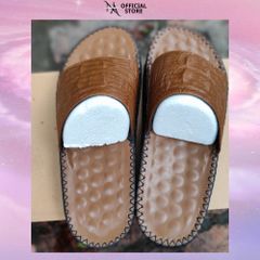 Dép Nam Da Bò Vân Cá Sấu Chống Trơn Quai Ngang - Đế Đúc Cao 3cm, Dành Cho Mọi Hoạt Động Thể Thao Và Vui Chơi