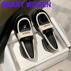 Giày Búp Bê Miu Đen Phối Trắng Nữ - Giày Da Cao Su Phong Cách Thời Trang, Thể Thao và Đi Hằng Ngày, Nhiều Kích Cỡ