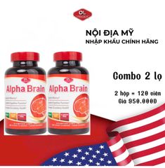 Combo 2 Hộp Alpha Brain Olympian Labs - Viên Uống Hỗ Trợ Tuần Hoàn Máu và Cải Thiện Trí Nhớ, Giảm Căng Thẳng