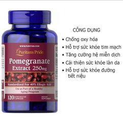 Viên Uống Chống Nắng Chiết Xuất Lựu 250Mg - Bảo Vệ Da Khỏi Tia UV, Dưỡng Ẩm và Ngăn Lão Hóa, 120 Viên Puritan's Pride