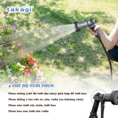 Bộ cuộn ống tưới cây 30m Takagi R330TBR - Chất liệu nhựa PP cao cấp, 4 chế độ phun, thiết kế tiện lợi cho vườn cây xanh tươi