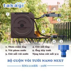 Bộ vòi tưới cây 15m NANO NEXT Takagi RM1215BR - Tiện ích tưới cây với 4 chế độ điều chỉnh, bền bỉ, dễ sử dụng cho khu vườn xanh mát