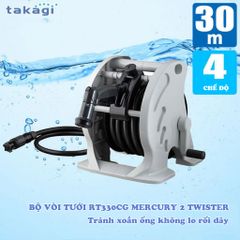 Bộ vòi tưới vườn Takagi Mercury 2 Twister 30m RT330CG - Vòi phun điều chỉnh 4 chế độ, ống xoắn tiện lợi, chất liệu cao cấp Nhật Bản