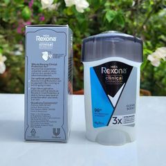 Lăn Khử Mùi Nam Rexona Clinical Protection Clean Scent 45ml - Kiểm Soát Mồ Hôi Hiệu Quả 96 Giờ, Hương Tươi Mát Suốt Ngày