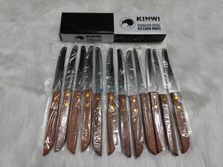 Hộp 12 Cây Dao Bếp Cán Gỗ Mũi Bầu/Mũi Nhọn Inox - Dao Gọt Trái Cây Siêu Bén, Dụng Cụ Nhà Bếp Chất Lượng Cao