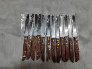 Hộp 12 Cây Dao Bếp Cán Gỗ Mũi Bầu/Mũi Nhọn Inox - Dao Gọt Trái Cây Siêu Bén, Dụng Cụ Nhà Bếp Chất Lượng Cao