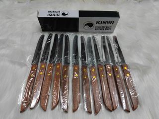 Hộp 12 Cây Dao Bếp Cán Gỗ Mũi Bầu/Mũi Nhọn Inox - Dao Gọt Trái Cây Siêu Bén, Dụng Cụ Nhà Bếp Chất Lượng Cao