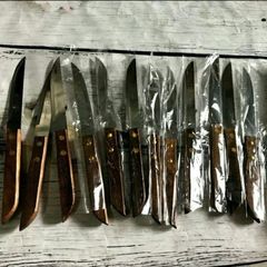 Hộp 12 Cây Dao Bếp Cán Gỗ Mũi Bầu/Mũi Nhọn Inox - Dao Gọt Trái Cây Siêu Bén, Dụng Cụ Nhà Bếp Chất Lượng Cao