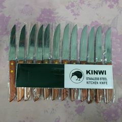 Hộp 12 Cây Dao Bếp Cán Gỗ Mũi Bầu/Mũi Nhọn Inox - Dao Gọt Trái Cây Siêu Bén, Dụng Cụ Nhà Bếp Chất Lượng Cao