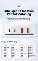 Bộ Sạc Nhanh TOOCKI 67W GaN 4 Cổng (2 USB-C + 2 USB-A) - Sạc Laptop, iPhone, MacBook - Thiết Kế Nhỏ Gọn, Hàng Xuất Hàn