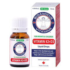 Vitamin K2D3 BioAmicus Nhỏ Giọt - Hỗ Trợ Hấp Thu Canxi Cho Bé, Phát Triển Xương Khỏe Mạnh, Nhập Khẩu Chính Ngạch Từ Canada