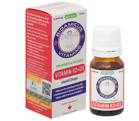 Vitamin K2D3 BioAmicus Nhỏ Giọt - Hỗ Trợ Hấp Thu Canxi Cho Bé, Phát Triển Xương Khỏe Mạnh, Nhập Khẩu Chính Ngạch Từ Canada