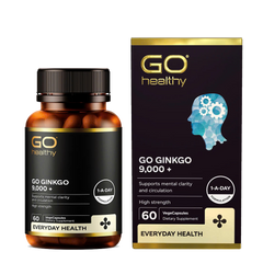 Viên Uống Bổ Não GO Ginkgo 9000+ New Zealand - 60 Viên Hỗ Trợ Tăng Tuần Hoàn Máu Não, Cải Thiện Trí Nhớ và Tập Trung