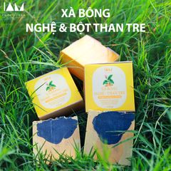 Xà Bông Hữu Cơ Nghệ & Bột Than Tre - Giảm Mùi Cơ Thể, Mụn Lưng, Mẩn Ngứa, Tẩy Cháy Chết 135g - Sạch Da, Khử Khuẩn