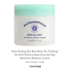 Kem Dưỡng Ẩm Ban Đêm Nutricentials Dew All Day - Giúp Làm Dịu Da Khô, Thích Hợp Cho Da Khô & Da Dầu - 75ML
