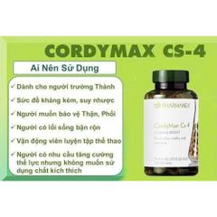 Thực Phẩm Chức Năng CordyMax-cs4 - Tăng Cường Sức Đề Kháng và Thể Lực - Hỗ Trợ Bổ Phổi và Bổ Thận 120 Viên