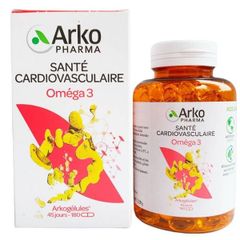 Viên uống dầu cá Arkopharma Omega 3 - Hỗ trợ sức khỏe tim mạch, 180 viên, bổ sung EPA và DHA tự nhiên