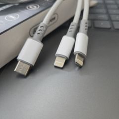 Cáp Sạc 3 Trong 1 Drapow - Sạc Nhanh 12W, Đầu Lightning & Type-C, Dây Dù Chắc Chắn, Hỗ Trợ Sạc Đồng Thời 3 Thiết Bị