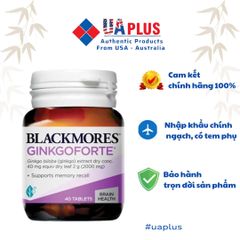 Viên Uống Blackmores Ginkgoforte 40 Viên - Hỗ Trợ Cải Thiện Trí Nhớ, Tăng Cường Chức Năng Nhận Thức và Tuần Hoàn Máu Não