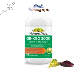 Viên uống bổ não Nature’s Way Ginkgo 2000mg - Hỗ trợ trí nhớ và chức năng nhận thức - 120 viên nhập khẩu chính ngạch từ Úc