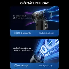 Quạt Cầm Tay Mini 3in1 Ollie - Tích Hợp Sạc Dự Phòng 9000mAh, 100 Cấp Độ Gió, Hoạt Động 50 Giờ - Quạt Tích Điện Thông Minh