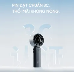 Quạt Cầm Tay Mini Gấp Gọn Ollie - Quạt Tích Điện Pin 3600mAh, 100 Tốc Độ Gió Cao, LED Hiển Thị, Tiện Lợi Đeo Cổ, Sử Dụng Đa Năng