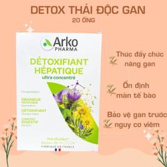 Nước uống giải độc gan Arkopharma Arkofluides Detoxifiant Hepatique - Hỗ trợ làm đẹp da, 250g, 20 ống tiện lợi