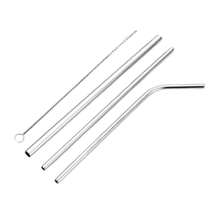 Bộ Ống Hút Inox 304 4 Món - Siêu Tiện Lợi Thay Thế Ống Hút Nhựa, Kèm Cọ Làm Sạch, Dài 21.5cm, Thân Thiện Môi Trường