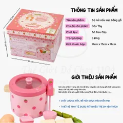 Bộ đồ chơi nồi nấu súp bằng gỗ họa tiết dâu tây cho bé, đồ chơi phát triển trí tuệ sớm