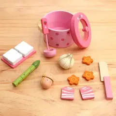 Bộ đồ chơi nồi nấu súp bằng gỗ họa tiết dâu tây cho bé, đồ chơi phát triển trí tuệ sớm