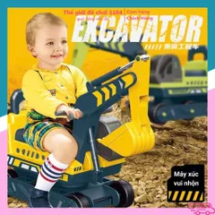 Xe Chồi Chân Máy Xúc Cho Bé Tải Trọng 70kg, Ghế Xoay, Bánh Chống Trượt, Kích Thước Lớn