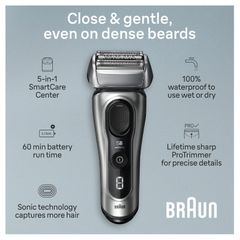 Máy Cạo Râu Braun Series 8 Thông Minh - Đầu Cạo Xoay 8 Hướng, Công Nghệ SyncroSonic, Sạc Tự Động, Sản Xuất Tại Đức