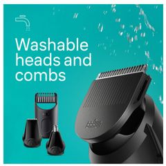 Tông Đơ Đa Năng Braun 8 in 1 - Cắt Tóc, Cạo Râu, Tỉa Lông Mũi & Tai, Pin Sạc 80 Phút, Có Thể Giặt, Bộ Tạo Kiểu Tất Cả Trong Một