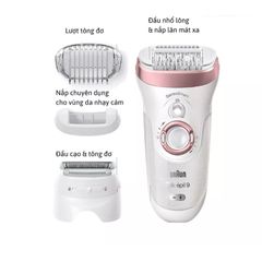 Máy Tẩy Lông Braun Silk-épil 9-720 Made in Germany - Thiết Bị Tẩy Lông Wet & Dry Với Công Nghệ MicroGrip Và Phụ Kiện Đính Kèm