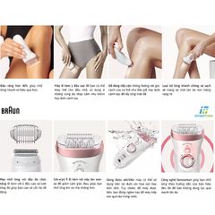 Máy Tẩy Lông Braun Silk-épil 9-720 Made in Germany - Thiết Bị Tẩy Lông Wet & Dry Với Công Nghệ MicroGrip Và Phụ Kiện Đính Kèm