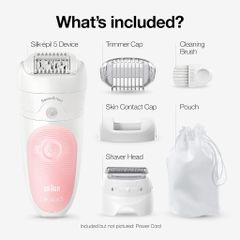 Máy tẩy lông Braun Silk-épil 5 5-620 Wet & Dry - Thiết bị làm đẹp nhẹ nhàng, chính xác cho làn da mịn màng lâu dài