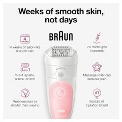 Máy tẩy lông Braun Silk-épil 5 5-620 Wet & Dry - Thiết bị làm đẹp nhẹ nhàng, chính xác cho làn da mịn màng lâu dài